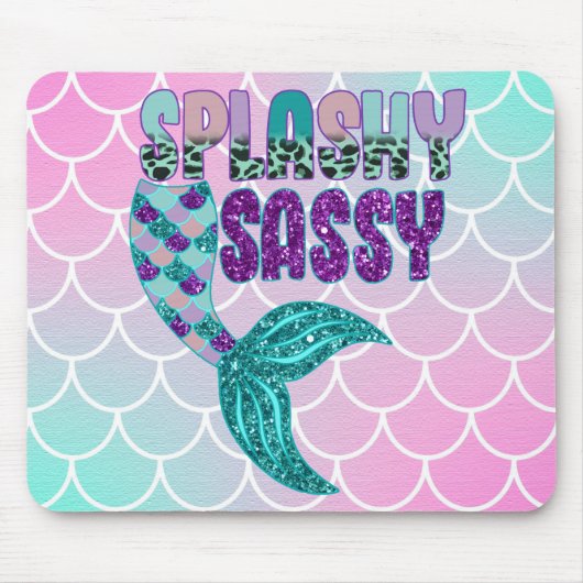Girly Splashy Sassy Pink Paars Green Mermaid Tail Muismat (Voorkant)