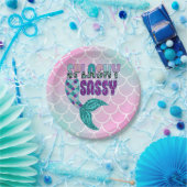 Girly Splashy Sassy Pink Paars Green Mermaid Tail Papieren Bordje (Feest)