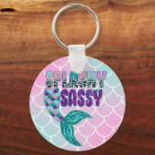 Girly Splashy Sassy Pink Paars Green Mermaid Tail Sleutelhanger (Voorkant)
