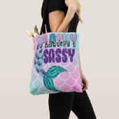 Girly Splashy Sassy Pink Paars Green Mermaid Tail Tote Bag (Dichtbij)