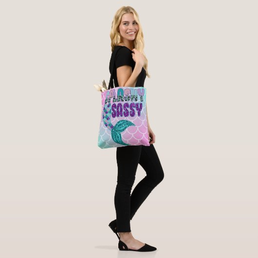 Girly Splashy Sassy Pink Paars Green Mermaid Tail Tote Bag (Op model)