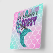 Girly Splashy Sassy Pink Paars Green Mermaid Tail Vierkante Klok (Hoek)