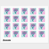 Girly Splashy Sassy Pink Paars Green Mermaid Tail Vierkante Sticker (Vel)