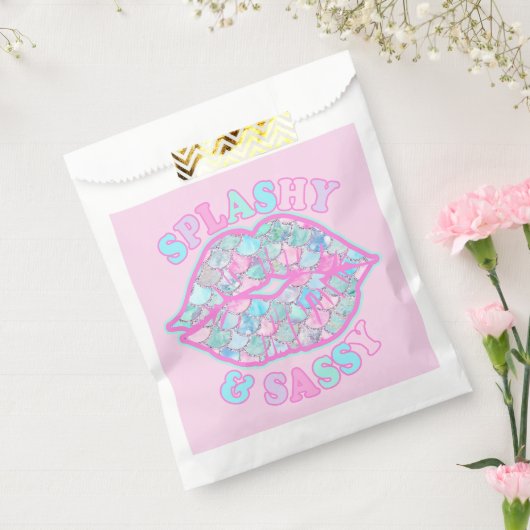 Girly Splashy & Sassy Pink Turquoise Mermaid Kiss Bedankzakje (Gezegeld)