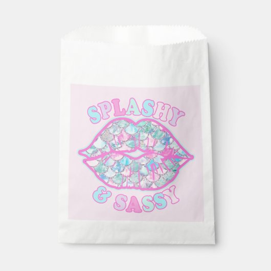 Girly Splashy & Sassy Pink Turquoise Mermaid Kiss Bedankzakje (Voorkant)