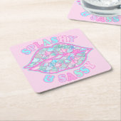 Girly Splashy & Sassy Pink Turquoise Mermaid Kiss Kartonnen Onderzetters (Schuin)