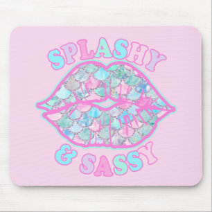 Girly Splashy & Sassy Pink Turquoise Mermaid Kiss Muismat