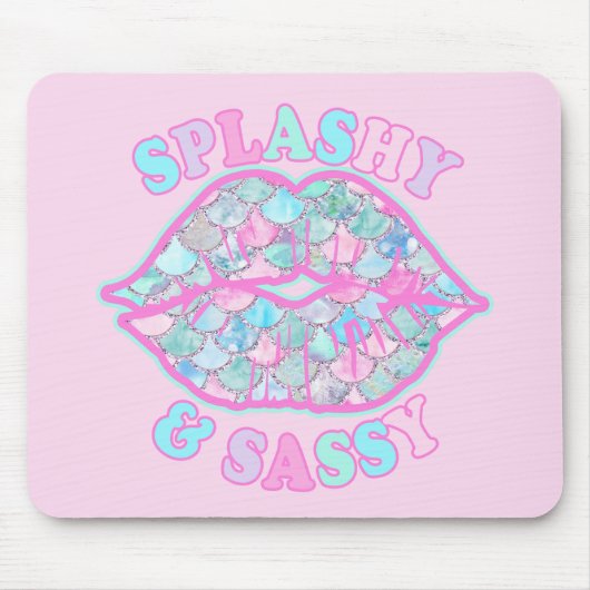 Girly Splashy & Sassy Pink Turquoise Mermaid Kiss Muismat (Voorkant)