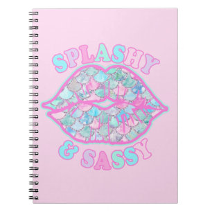 Girly Splashy & Sassy Pink Turquoise Mermaid Kiss Notitieboek