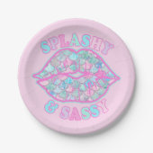 Girly Splashy & Sassy Pink Turquoise Mermaid Kiss Papieren Bordje (Voorkant)
