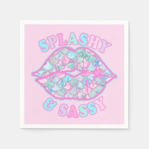 Girly Splashy & Sassy Pink Turquoise Mermaid Kiss Servet
