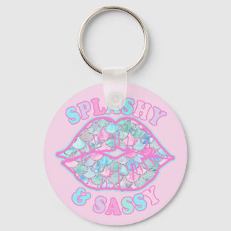 Girly Splashy & Sassy Pink Turquoise Mermaid Kiss Sleutelhanger