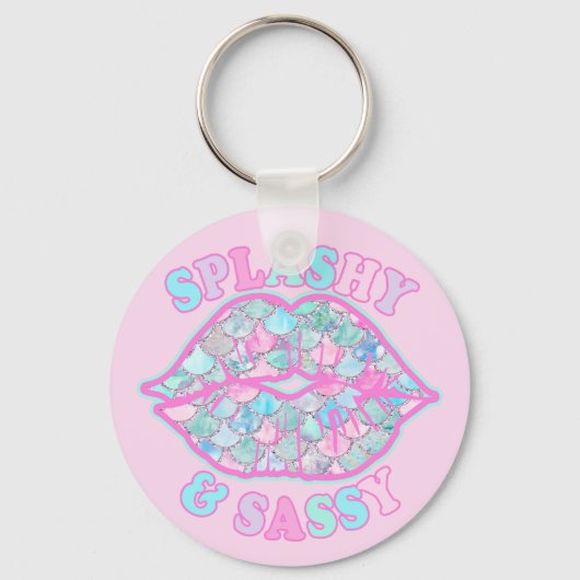 Girly Splashy & Sassy Pink Turquoise Mermaid Kiss Sleutelhanger (Voorkant)