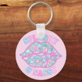 Girly Splashy & Sassy Pink Turquoise Mermaid Kiss Sleutelhanger (Voorkant)