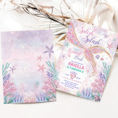 Girly Splish Mermaid Birthday Bash Party Kaart