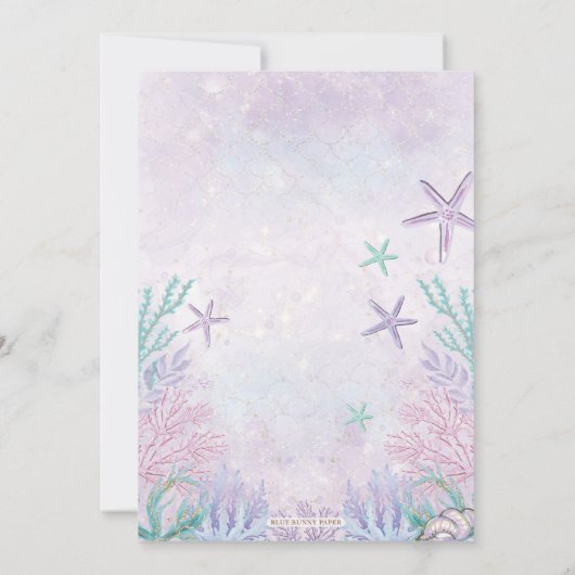 Girly Splish Mermaid Birthday Bash Party Kaart (Achterkant)