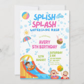 Girly Splish Splash Birthday Pool Party Birthday Kaart (Voorkant)