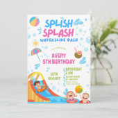 Girly Splish Splash Birthday Pool Party Birthday Kaart (Staand voorkant)