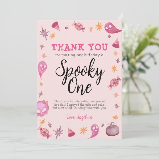 Girly Spooky Een Verjaardag Dank u Kaart (Staand voorkant)