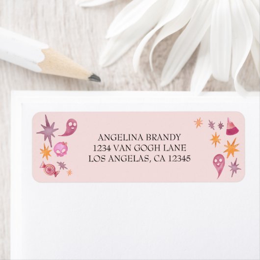 Girly Spooky One 1st Birthday Party Etiket (Insitu)