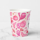 Girly Spooky One 1st Verjaardag Naam Papieren Bekers (Rechts)