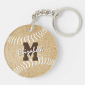 Girly Sports Gold Monogrammed Softball Bag label Sleutelhanger (Achterkant)