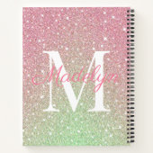 Girly sprankelt Kleurrijke Glitter Monogram Naam Notitieboek (Achterkant)