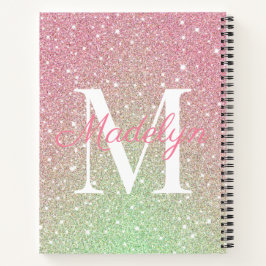 Girly sprankelt Kleurrijke Glitter Monogram Naam Notitieboek