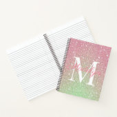Girly sprankelt Kleurrijke Glitter Monogram Naam Notitieboek (Binnen)
