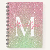 Girly sprankelt Kleurrijke Glitter Monogram Naam Notitieboek (Voorkant)