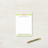 Girly Spring Floral Chevron gepersonaliseerd monog Post-it® Notes (Op bureau)