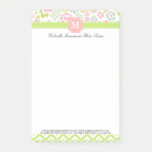 Girly Spring Floral Chevron gepersonaliseerd monog Post-it® Notes (Voorkant)