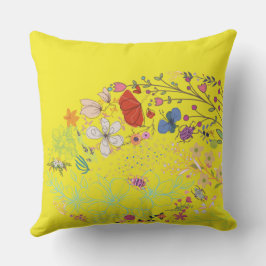 Girly Spring Floral Yellow Buitenkussen
