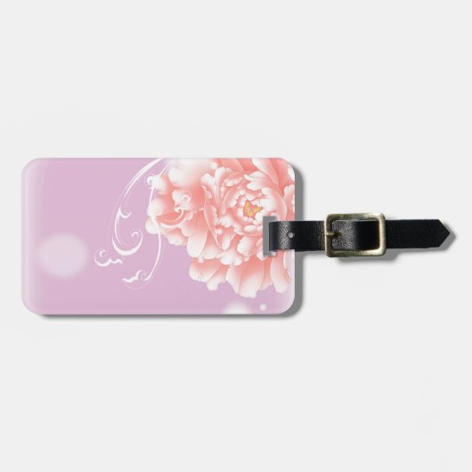girly spring waterverf bloemenroze pioen bagagelabel (Voorkant horizontaal)