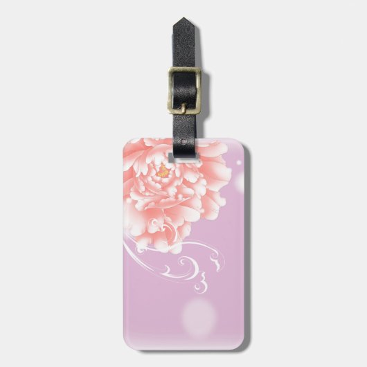 girly spring waterverf bloemenroze pioen bagagelabel (Voorkant verticaal)