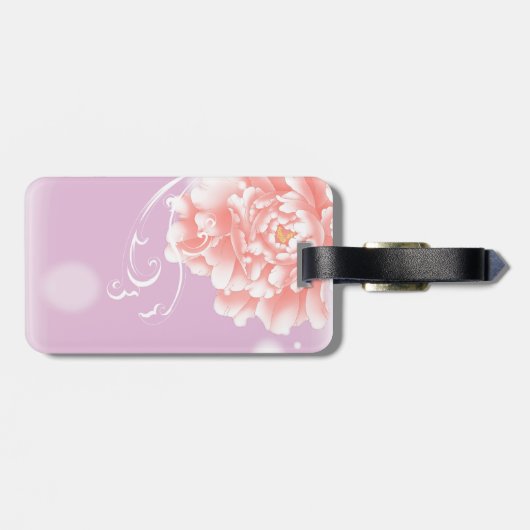 girly spring waterverf bloemenroze pioen bagagelabel (Achterkant horizontaal)