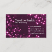 Girly Star Glitter Sparkles Elegant Pink QR Code Visitekaartje (Voorkant)