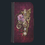 Girly Steampunk Galaxy S4 Portemonnee Hoesje<br><div class="desc">Cool steampunk design met meisjesachtige egginess met rozen,  metallic swirls en juwelen op een diepe burgandy damast achtergrond. Dimensionale effecten worden digitaal bereikt,  het werkelijke product heeft een vlakke ondergrond.</div>