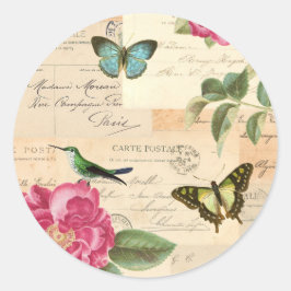 Girly  sticker met rozen en vlinders