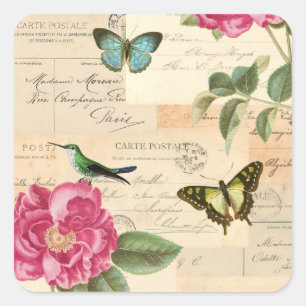 Girly  sticker w / rozen en vlinders