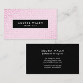 Girly Stijlvolle Faux Roze Sequin Zwart Visitekaartje (Voorkant / Achterkant)