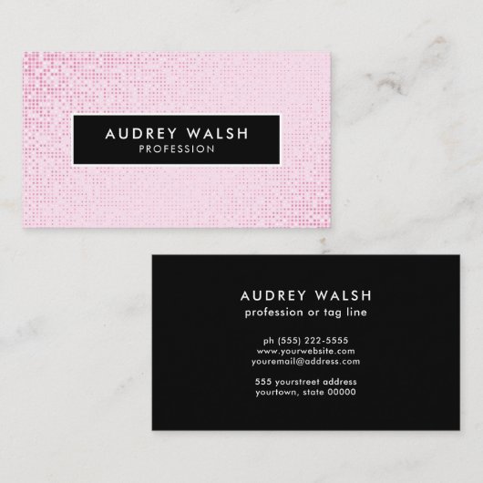Girly Stijlvolle Faux Roze Sequin Zwart Visitekaartje (Voorkant / Achterkant)