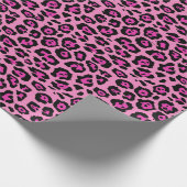 Girly stijlvolle luipaard dierenprint fuchsia roze cadeaupapier (Hoek)