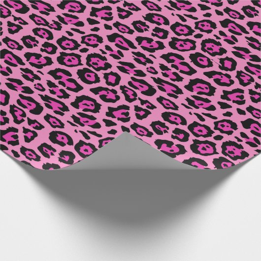 Girly stijlvolle luipaard dierenprint fuchsia roze cadeaupapier (Hoek)