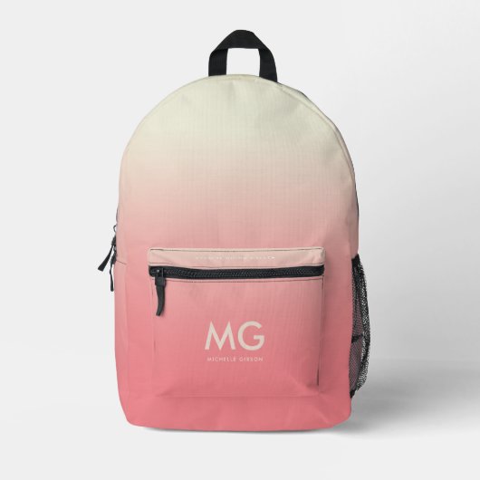 Girly Stijlvolle Perzik Roze Ombre Esthetische Zom Bedrukte Rugzak (Voorkant)