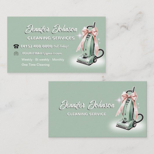 Girly Stofzuiger Huis schoonmaakdiensten Visitekaartje (Voorkant / Achterkant)