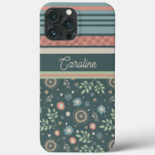 Girly Stripe Floral  Modern Trendy Case-Mate iPhone Case (Achterkant)