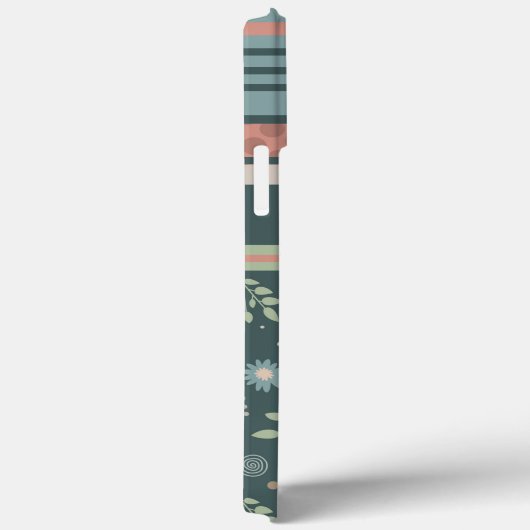 Girly Stripe Floral Modern Trendy Case-Mate iPhone Case (Achterkant / Rechts)