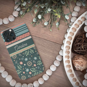 Girly Stripe Floral  Modern Trendy Case-Mate iPhone Case