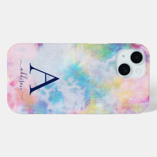 Girly Stropdas-Dye Colorful Monogram Name Case-Mate iPhone Case (Achterkant (horizontaal))